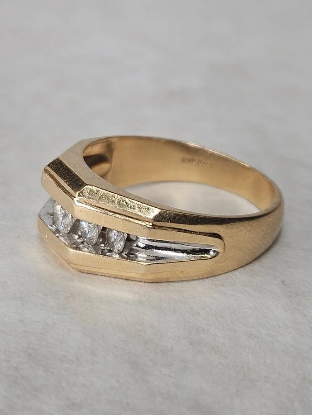 14K Yellow Gold Channel Set Diamond Men's Wide Band Ring 10mm 1.00TCW Size 11